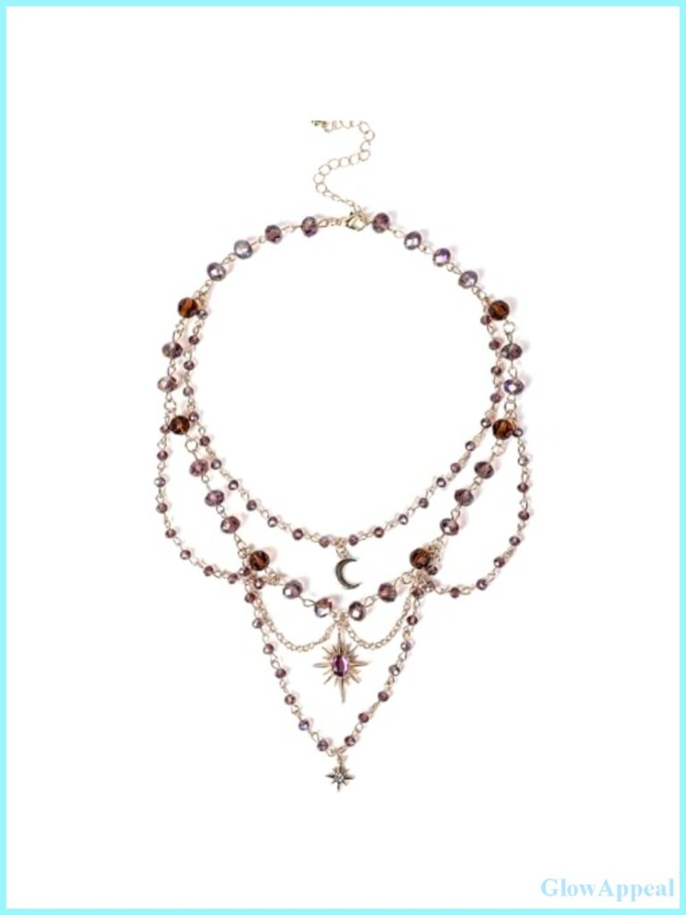 Beaded Fairy Necklace Crystal Sun Charm Renaissance Cosplay